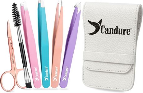 Candure Precision Tweezers Set for Ingrown Hair, Splinters & Blackheads