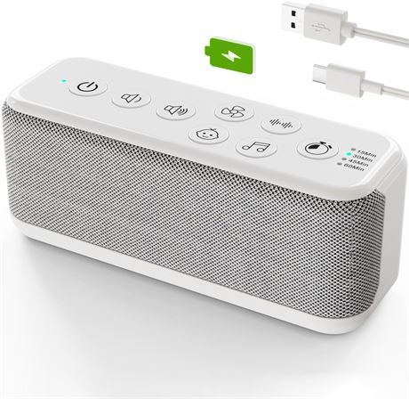 OnLyee Rechargeable White Noise Machine, 42 Sounds, Auto-Off Timer, Portable