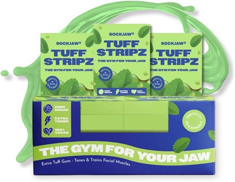 ROCKJAW Tuff Stripz Jawline Chewing Gum Sugar Free Spearmint 10 Pack