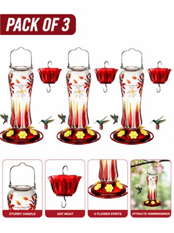 Kingsyard Hummingbird Feeder | Leak-Proof Base, 360  Feeding, 25 oz Nectar