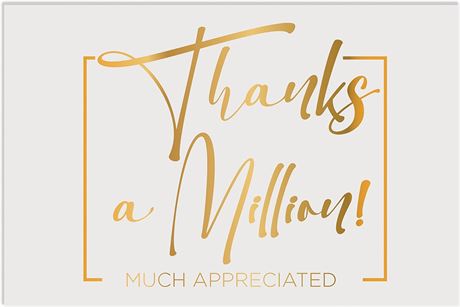 Thank You Cards with Envelopes, Gold Foil, 36 Pack