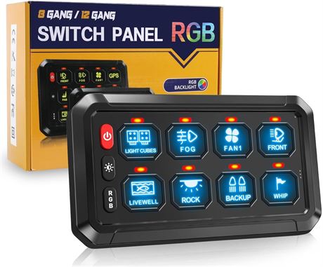 CO LIGHT 8-Gang Wireless Switch Panel with Remote, 165ft Range, Brightness