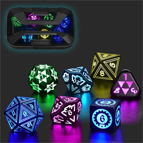 D s DND lumineux avec  tui de charge   Ensemble LED rechargeables 7 couleurs