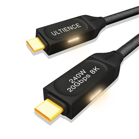 USB-C to USB-C 240W Cable – 4.9ft, LED, 20Gbps, Thunderbolt 3/USB4