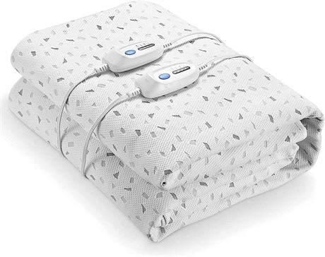 Electric Heated Mattress Pad, Queen, Dual Ctrl, 4 Heat Levels, 10H Auto-Off