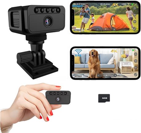 Bextgoo 4K Spy Camera, 3 Modes, 64GB, Night Vision, Motion Detection