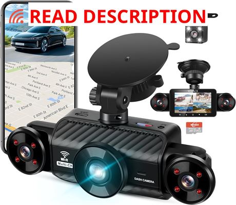 WIZACE 4-Channel 360° 2K Dash Cam 5G WiFi G-Sensor Night Vision 64GB TF Card