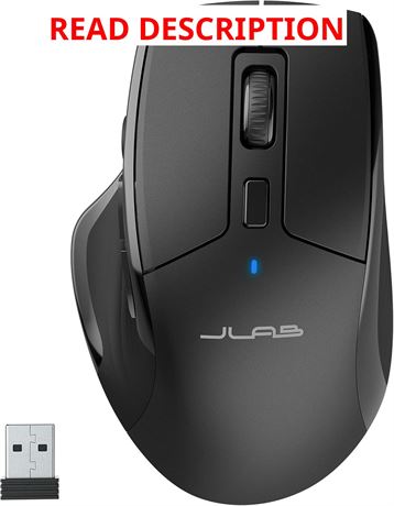 JLab JBuds Wireless Mouse, Bluetooth, USB Dongle, Silent Click, Black