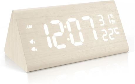 Digital Alarm Clock with Large LED Display, 7-Level Dimming, Dual Alarms