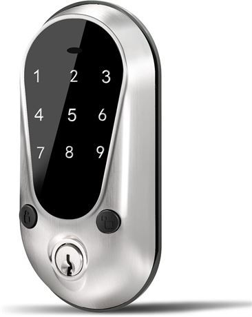 Keyless Entry Door Lock - Deadbolt, Electronic Front Door Lock, Brushed Nickel