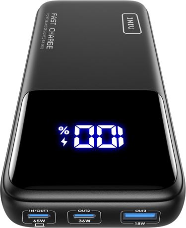 INU Power Bank 65W 20000mAh USB-C In/Out Fast Charger