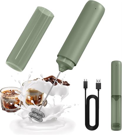 CIRCLE JOY Electric Milk Frother Handheld, Rechargeable Dual-Spring Whisk