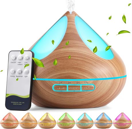 VAAGHANM Essential Oil Diffuser 500ML with Remote, Auto Off, 14 LED, 2 Fog Modes