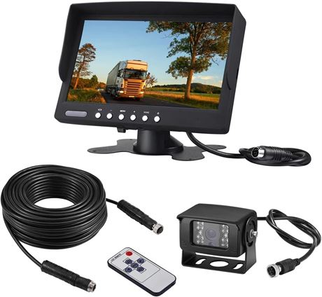 Truck Backup Camera Kit with 7 inch Monitor, Night Vision, 4-Pin Cable