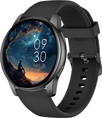 Smart Watch for Men & Women 1.38", Call, HR Monitor, IP68, Pedometer, Black