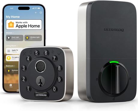 ULTRALOQ Bolt Fingerprint WiFi Smart Lock - 8-in-1 Keyless Entry, App