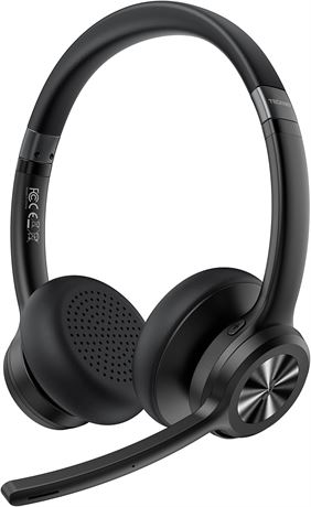 TECKNET Wireless Bluetooth Headset - Bluetooth 5.2, 50H, Noise Canceling & Mute
