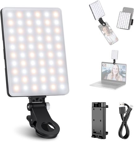NEEWER Selfie Light with Front & Back Clip, 60 LED, 2000mAh, 3 Modes