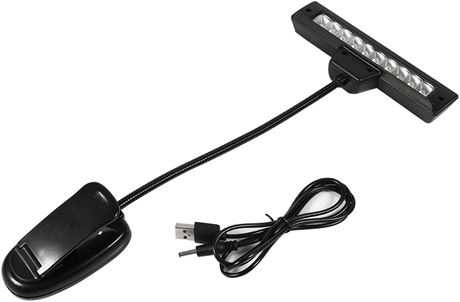 Rechargeable Music Stand Light, 10-LED Clip-on Lamp for Stands 110V-220V