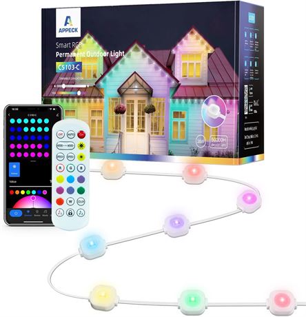 Guirlande APPECK LED extérieures 50ft 36 lampes RGB Alexa Google