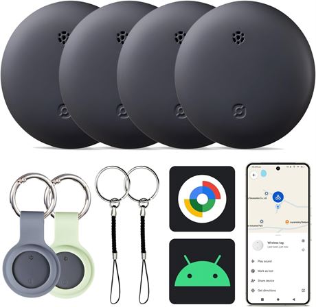 Tracker Bluetooth Reyke Google Find My Android Noir 4pcs