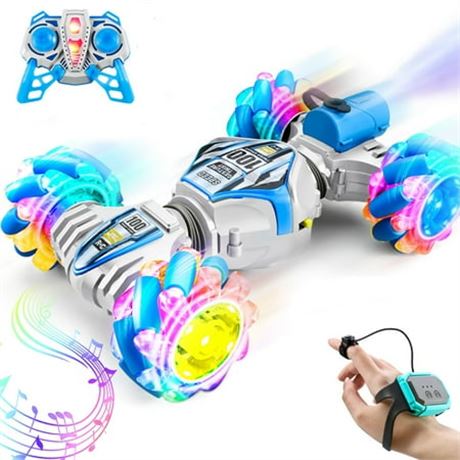 RC Stunt Car, 4WD Remote Control Double Sided Off-Road Toy with Lights & Music