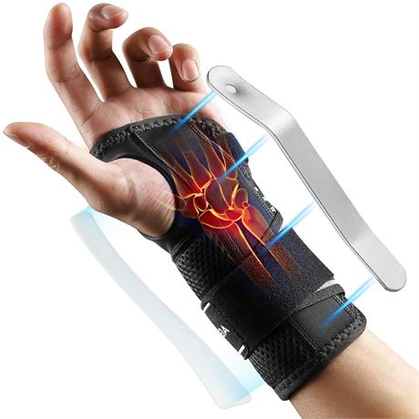 AGPTEK Carpal Tunnel Wrist Brace with 2 Splints, Support, Adjustable S/M