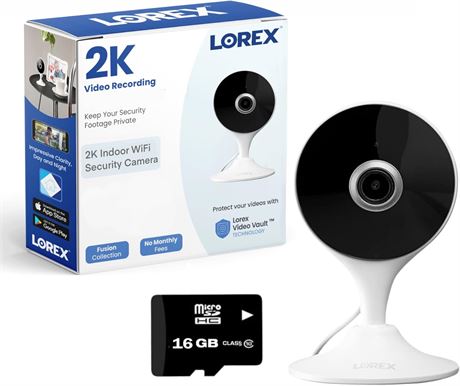 Lorex 2K Indoor WiFi Security Camera with IR Night Vision & 2-Way Talk