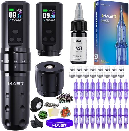 Mast Fold2 Pro Kit de tatouage avec 2 batteries 2000 mAh