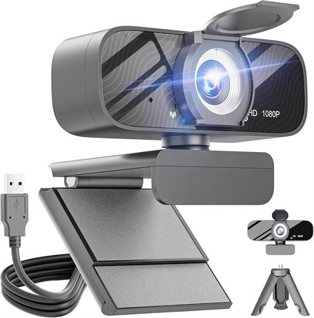 Webcam Gohero Full HD 1080p, micro intégré, grand angle, trépied PC