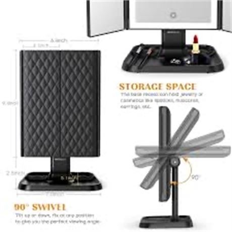 Miroir maquillage LED 72, grossissant 1X-3X, portable, tactile