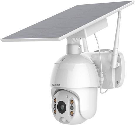 SOLIOM S600 Solar Security Camera, 360° Pan-Tilt, Motion Detection