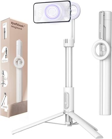KraftGeek Magnetic Selfie Stick Tripod for iPhone, 64" MagSafe Tripod Remote