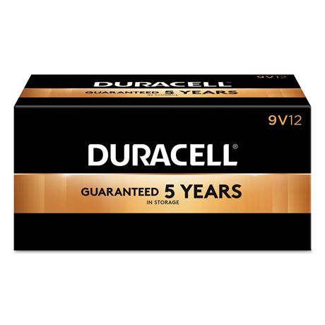 9 Volt Duracell Alkaline Batteries Coppertop 12 Batteries MN1604 (3gozto)