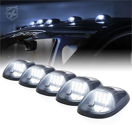Xprite 5-Pack 16 LED Roof Marker Lights, White Cab Running Lights for Trucks