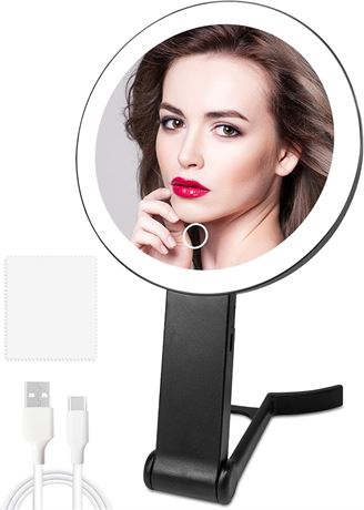 Travel Makeup Mirror with Lights Magnifying 10x and 1x Dual-Sided Portable