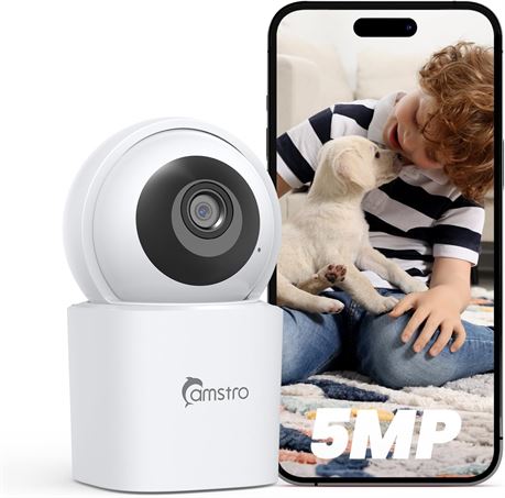 3K Security Camera 360  WiFi, Night Vision, 2-Way Audio, Alexa/Google