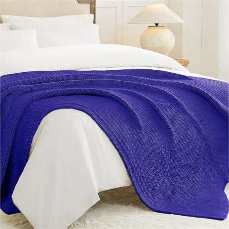 Handmade Knitted Weighted Blanket 60x80in 15lbs, Blue, Breathable, Washable