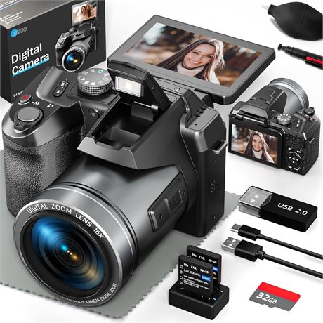Appareil photo 5K 64MP,  cran pivotant 180 , zoom 16x, WiFi, vlogging
