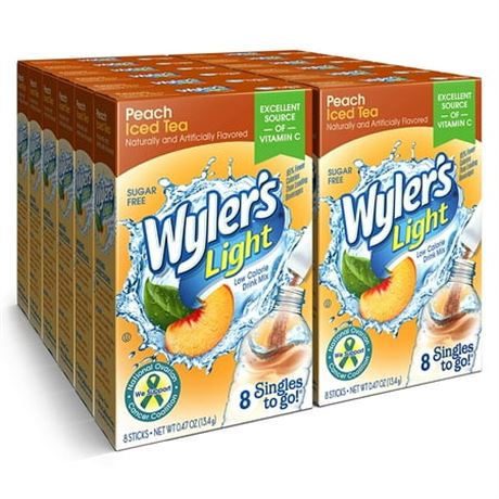Wyler’s Light Peach Iced Tea Drink Mix Singles 8 Count