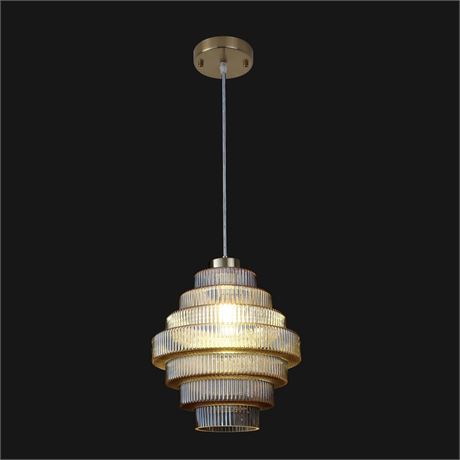 Amber Glass Pendant Lights for Kitchen Island, Boho Chandelier, 8.66-inch, E26