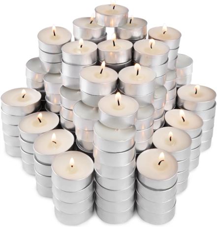 200 Pcs Unscented Tealight Candles, 4-Hour Burn, Dripless & Smokeless, White