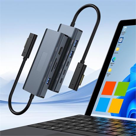 11-in-1 Surface Pro Dock with 4K@60Hz HDMI for Surface Pro/Laptop Go/Book