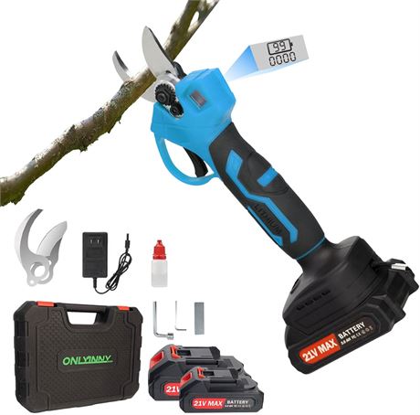 Pruning Shears, Cordless with 2 21V 2.0Ah Li Batteries & 2 SK5 Blades