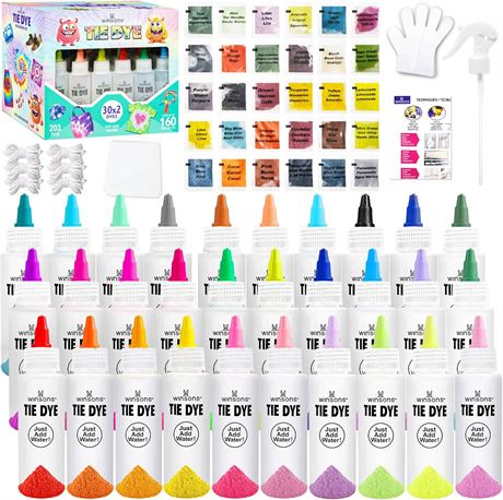 Tie Dye Kit for Kids, 30 Vibrant Colors, Pre-Filled Bottles, Non-Toxic Dye Set