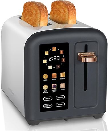 SEEDEEM grille-pain 2 tranches inox, écran LCD, 7 niveaux, 1350W