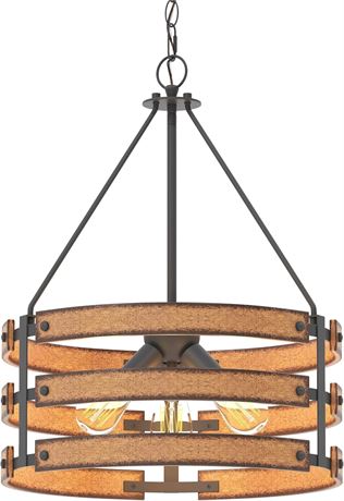 Suspension Inlight industrielle 3 lumières îlot cuisine bois/métal