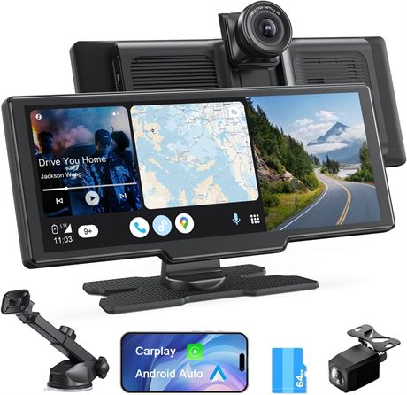 Écran CarPlay Avylet portable 4K avec caméra arrière 1080p