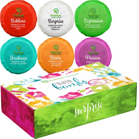 Premium Nature Toy Surprise Bath Bombs, Gift Set of 6