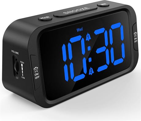 Réveil Numérique Odokee Double Alarme USB Compact Bleu